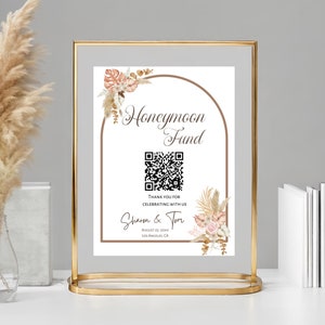 Honeymoon fund, honeymoon fund sign, honeymoon fund qr code, minimalist wedding, modern wedding sign, honeymoon wish, honeymoon qr code,