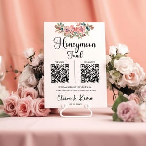 Honeymoon fund, honeymoon fund sign, honeymoon fund qr code, honeymoon qr code, minimalist wedding, modern wedding sign, honeymoon wish,