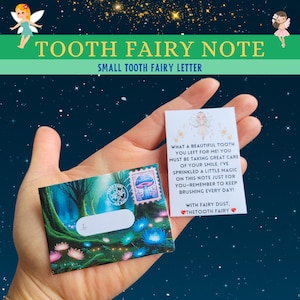 Nota del hada de los dientes, carta del hada de los dientes, hada de los dientes, certificado del hada de los dientes, diente perdido, primer diente perdido, pequeña carta del hada de los dientes, mensaje del hada de los dientes
