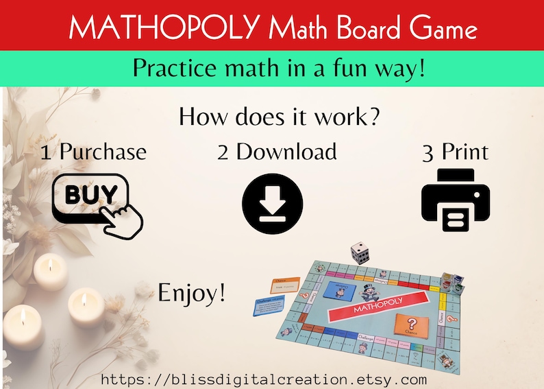 Mathopoly Math Game, Math Addition Subtraction, Math Practice, Math ...
