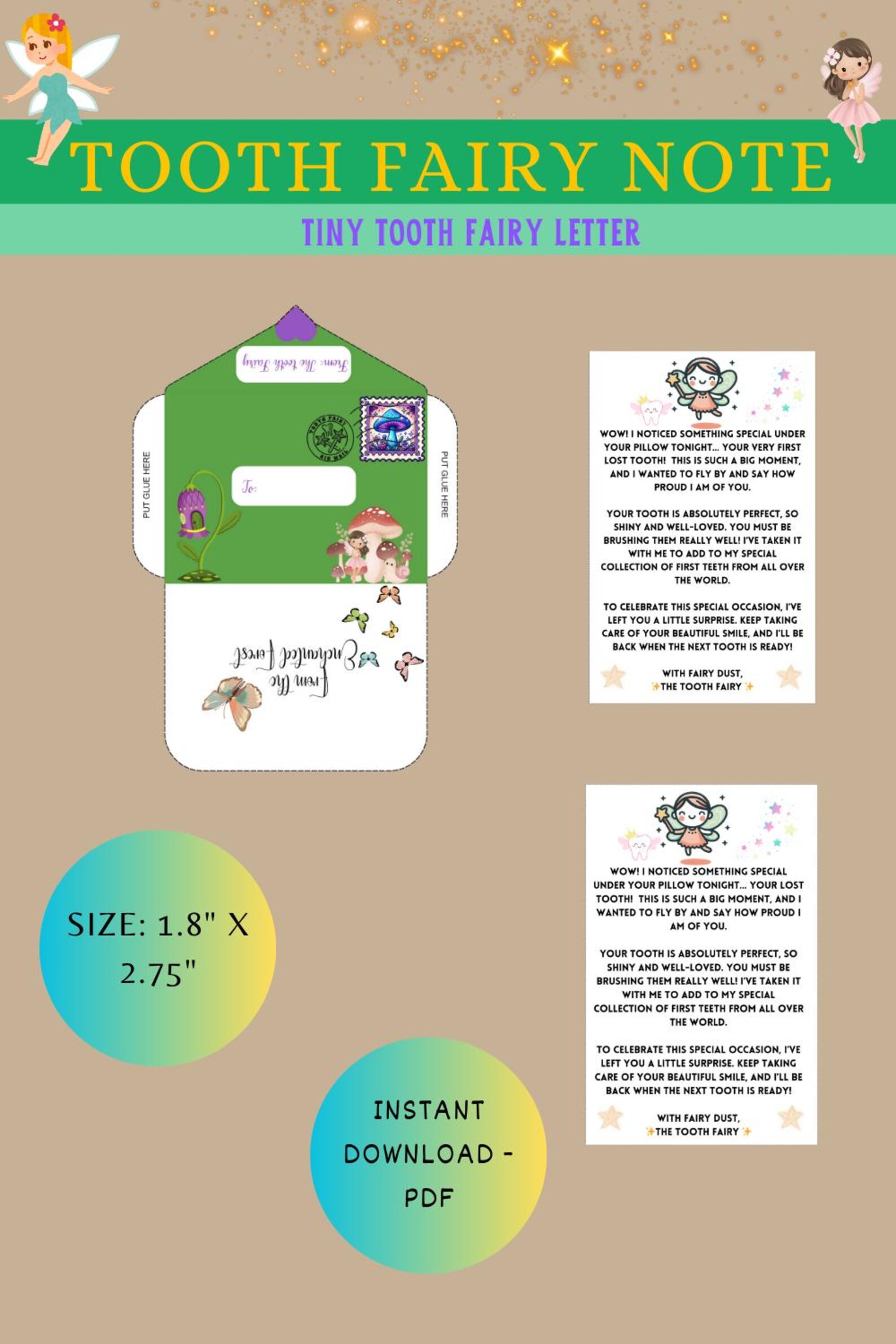 Tooth Fairy Note, Tooth Fairy Letter, Tooth Fairy, Tooth Fairy ...