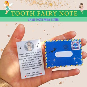 Nota del hada de los dientes, carta del hada de los dientes, hada de los dientes, certificado del hada de los dientes, diente perdido, primer diente perdido, pequeña carta del hada de los dientes, mensaje del hada de los dientes