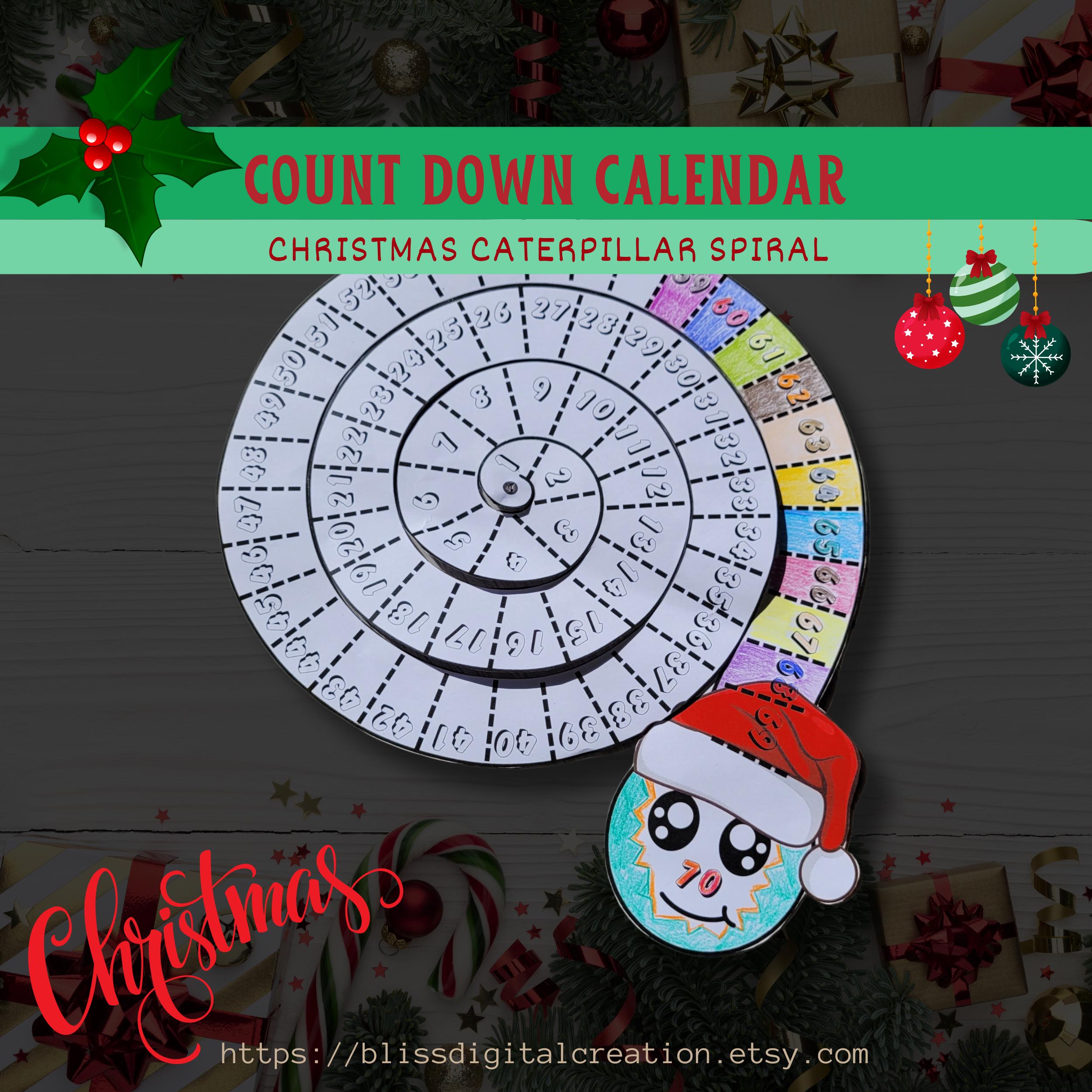 Christmas Countdown calendar, countdown craft sheet download do it yourself coloring page, countdown Christmas, kids advent printable, print