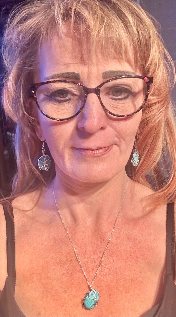 ネイティブアメリカン ターコイズ ボヘミアン ネックレスとイヤリングセット インディアンジェリーターコイズブルー ネックレスとイヤリングセット