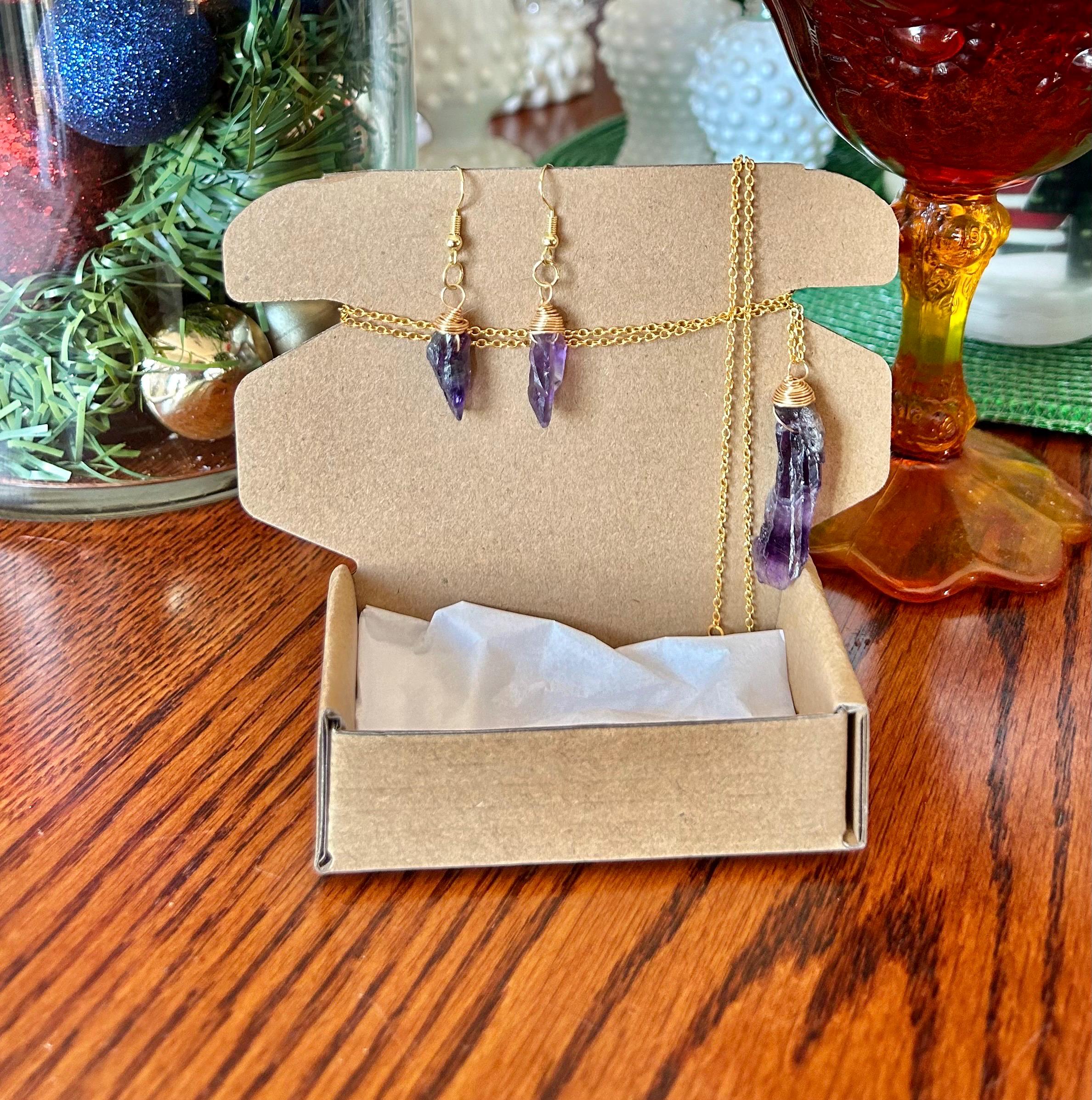 アメジストネックレス＆アメジストイヤリングセット - Etsy 日本