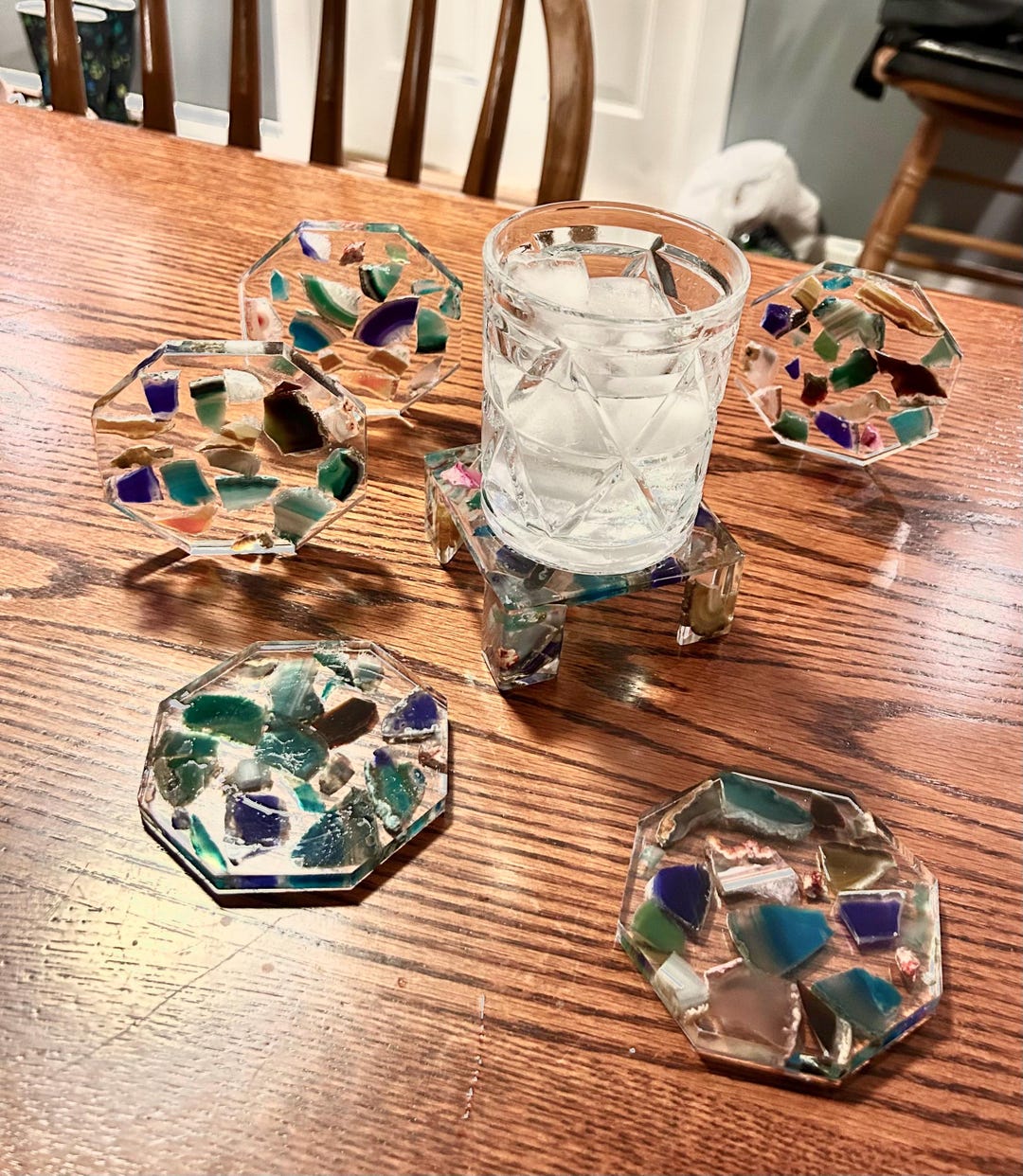 Agate Rectangle Coaster Set – Natural Stone Coasters for Home Décor ...
