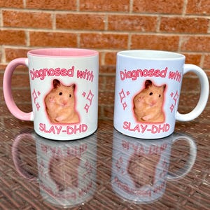 slay dhd, hamster peace sign mug, adhd mug, adhd meme, adhd gifts, neurospicy mug, neurodivergent mug, neurodivergent gifts