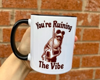 Marcus the worm mug, funny meme gift, you’re ruining the vibe