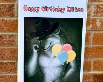 Alpha wolf meme Birthday card, cringe gifts, funny Birthday card for friend
