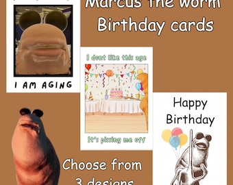 Marcus the worm Various birthday card, funny meme Birthday card for friend