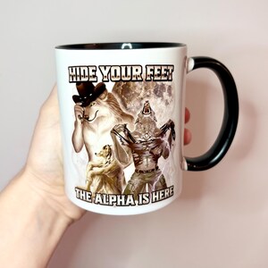 ALPHA WOLF MUG, Human by chance Alpha by choice, hide your wife Alpha is here, funny wolf meme, cringe gifts, gen z gift image 2