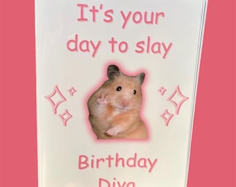 Peace hamster birthday card, sad hamster meme, funny meme birthday card, tiktok hamster, slaydhd