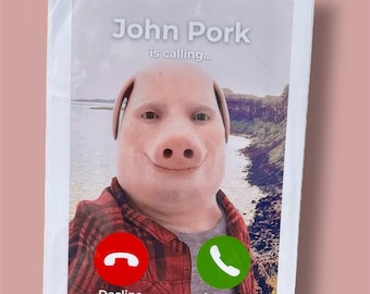 John Pork meme Birthday card, John Pork is calling, tiktok brainrot gifts