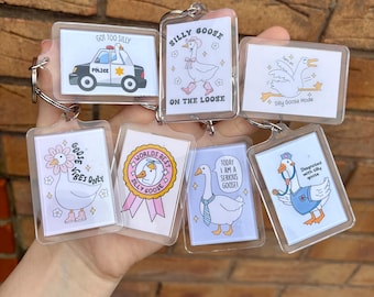 Silly Goose Keyring, Silly Goose gifts, funny birthday gifts for friend, silly goose on loose, serious goose, got too silly