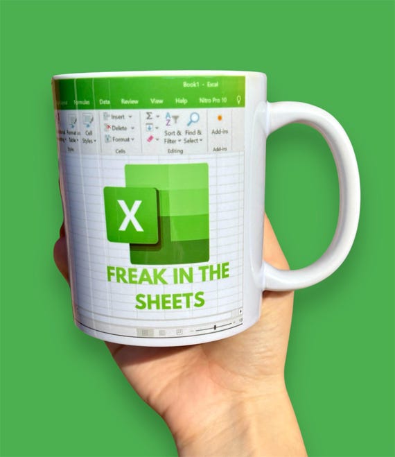 Freak in the sheets mug, funny secret santa gift for colleague, spreadsheet funny office mug, funny work gifts