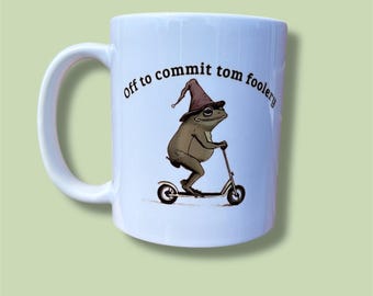 Off to commit tom foolery wizard frog mug, whimsical frog mug, funny frog gifts