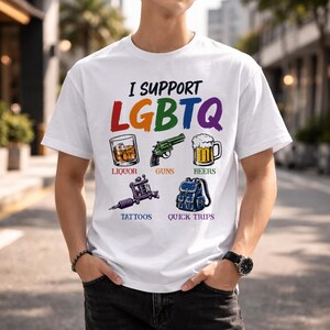 Rolig HBTQ-stödjande t-shirt med grafisk komfortfärg, retro regnbågshumor-t-shirt, vintage-vuxen streetwear-gåva