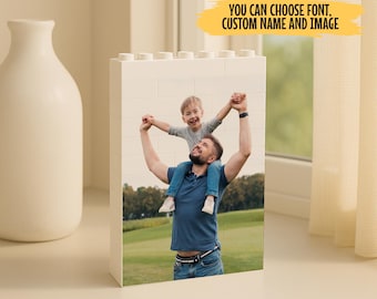 Father's Day Gift Personalized Daddy and Me Brick Photo block, Custom Family Photo Blocks Gift, Dad Puzzle, Gift, Him, Dad, Grandad, Grandpa