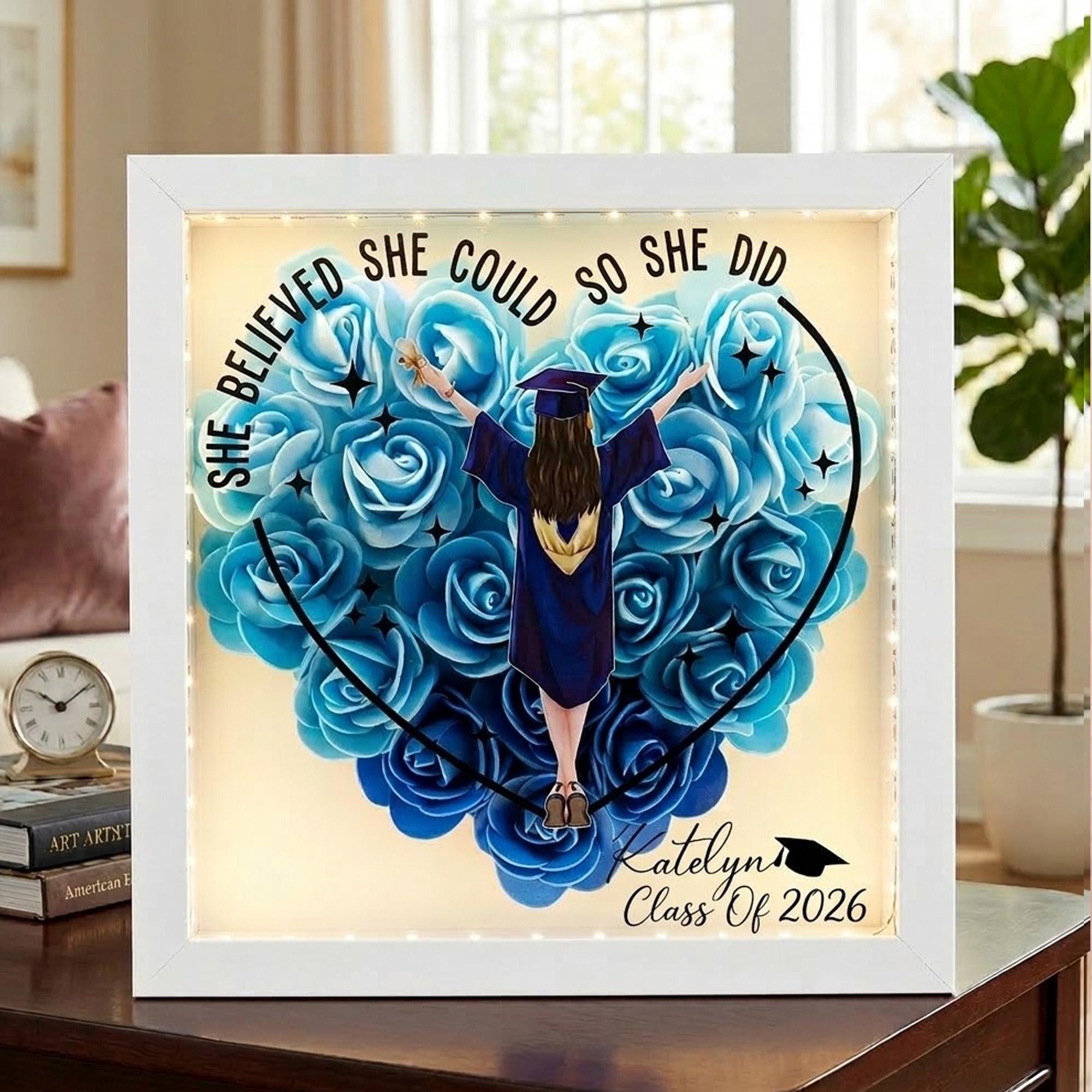 Personalized Graduation Shadow Box Gift, Class of 2026 Grad Gift for ...