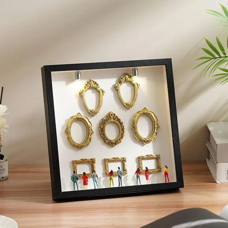 DIY Mini Museum Silhouette Shadow Box with LED Light – Memory Display Gift for Couples, Anniversary, Valentine’s Day Decor image 6
