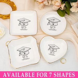 Regalo de graduación con mapa del campus personalizado, plato de joyería de graduación personalizado, regalo de la generación de 2025, regalo de graduación para ella, regalo de graduación para hija