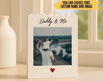 Father's Day Gift Personalized Daddy and Me Brick Photo block, Custom Family Photo Blocks Gift, Dad Puzzle, Gift, Him, Dad, Grandad, Grandpa