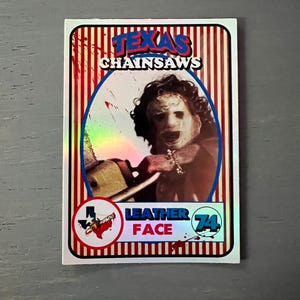 Sticker sur le thème des cartes de sport du film d'horreur, Leatherface