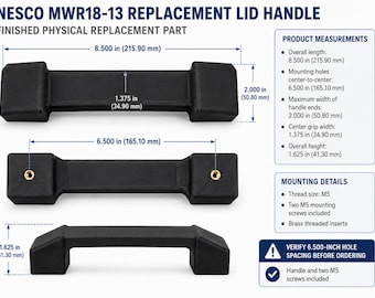 Asa de repuesto para la tapa del asador NESCO MWR18-13 / Pieza impresa en 3D, separación de 6,5 pulgadas