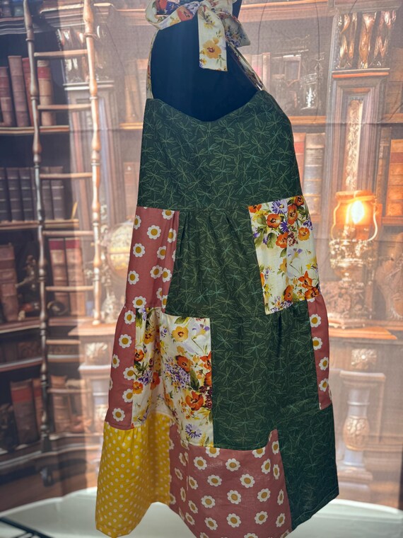 Handmade Patchwork Sundress with Dragonfly Embroi… - image 7