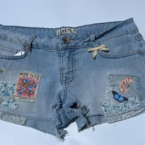 Light Washed Embellished Whimsical Shorts - Wings & Wildflowers