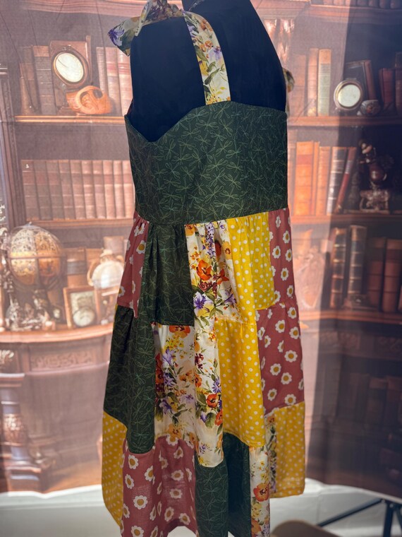 Handmade Patchwork Sundress with Dragonfly Embroi… - image 9