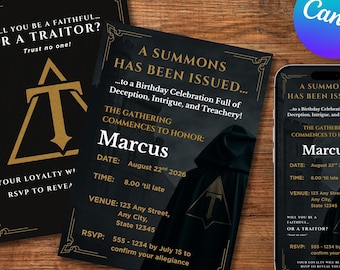 Editable Traitors Theme Mystery Party Invitation | Digital Download Birthday Invite | TV Show Game