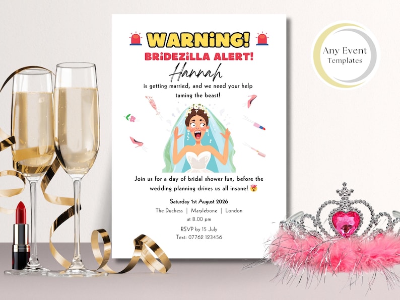 Funny Bridal Shower Invitation, Hen Party,editable Custom Digital