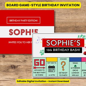 Editable Board Game Birthday Party Invitation | Digital Download with Phone Invite