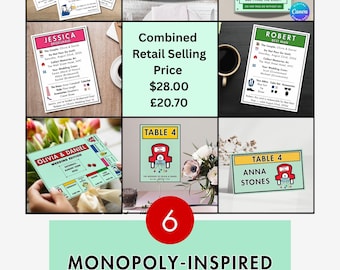 Monopoly Hochzeits-Briefpapier-Set | Spieldesign, Digitaler Download