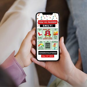 Passed Driving Test eCard | Funny Personalised Digital Card for New Driver | Mobile Board Game Style Congratulations | Text to Send | Canva