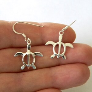 Turtle Sterling Silver Earrings, Dangle Earrings, Sea Turtle Earrings, Sealife Earrings