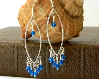 Sterling Silver Oval Chandelier Earrings