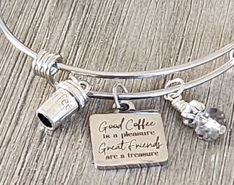 Coffee Friendship Bangle Bracelet Adjustable