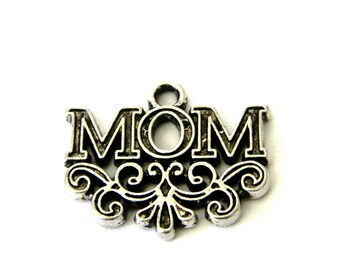 Mom Charms Set of 8 Silver Color 17x20mm
