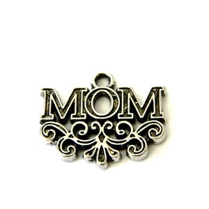 Mom Charms Set of 8 Silver Color 17x20mm image 1