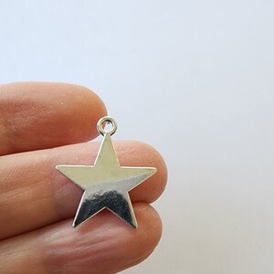 Star Charms Set of 10 Silver Color 23x20mm Star Double Sided