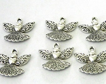 Angel Charms Set of 8 Silver Color 21x23mm