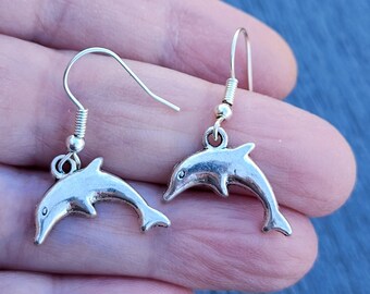 Dolphin Earrings Silver Color Dangle Earrings