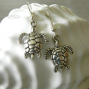 Sea Turtle Earrings Silver Color Dangle Earrings