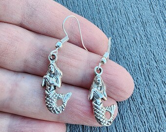 Mermaid Earrings Silver Color Dangle Earrings