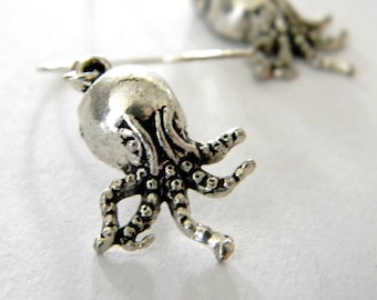 Silver Color Octopus Earrings Dangle Earrings