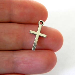 Simple Cross Charms Set of 10 Silver Color 18x10mm Double Sided image 1