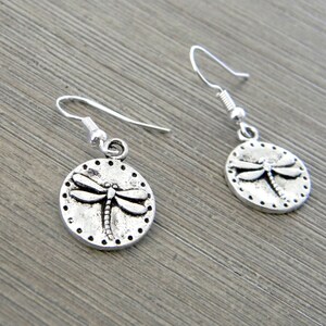 Dragonfly Circle Earrings Silver Color Dangle Earrings