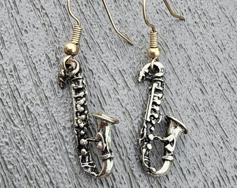 Saxophone Earrings Silver Color Dangle Earrings